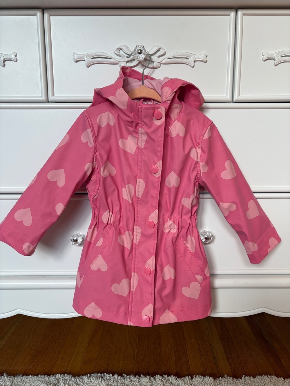 Urban Republic Pink Heart-Print Hooded Raincoat